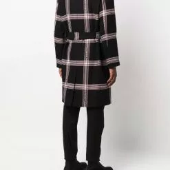 Karl Lagerfeld checked logo-detail belted coat