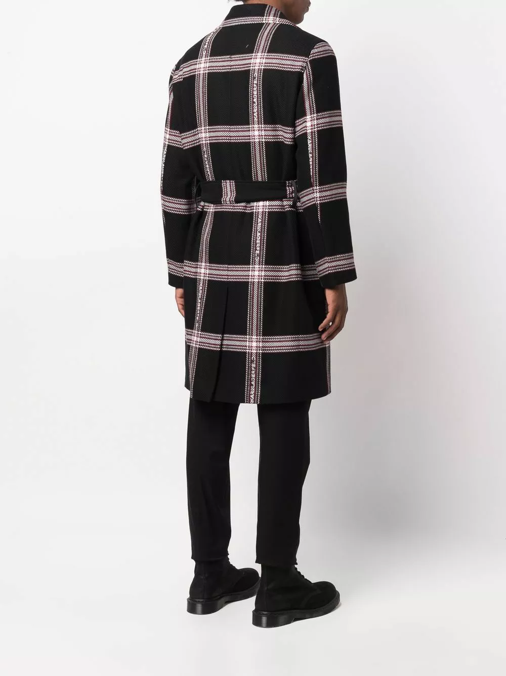 Karl Lagerfeld checked logo-detail belted coat