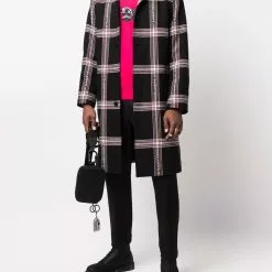 Karl Lagerfeld checked logo-detail belted coat