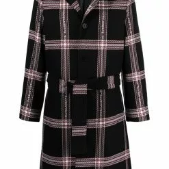 Karl Lagerfeld checked logo-detail belted coat