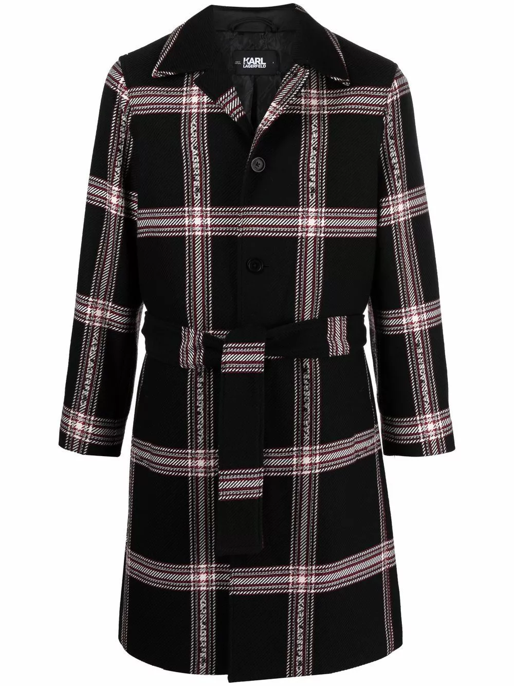 Karl Lagerfeld checked logo-detail belted coat