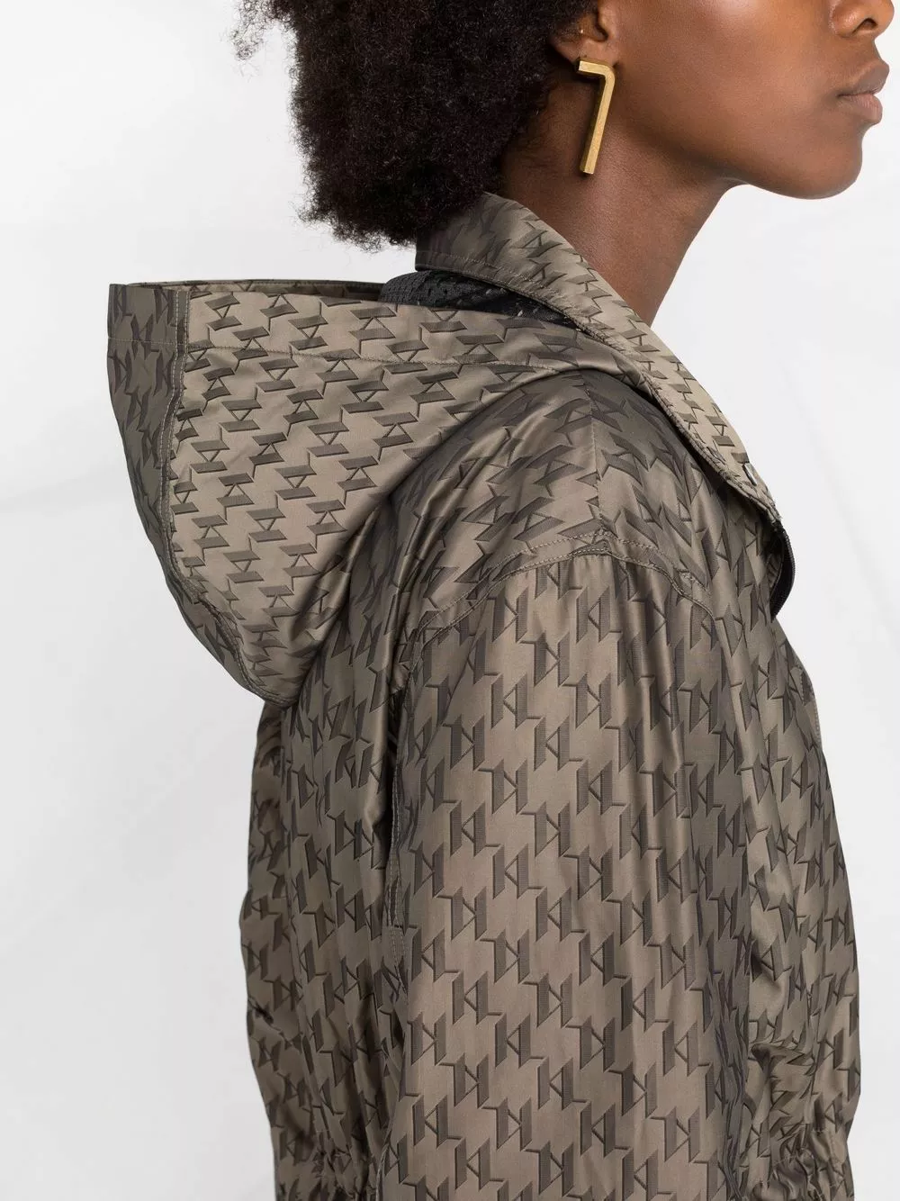 Karl Lagerfeld monogram hooded coat