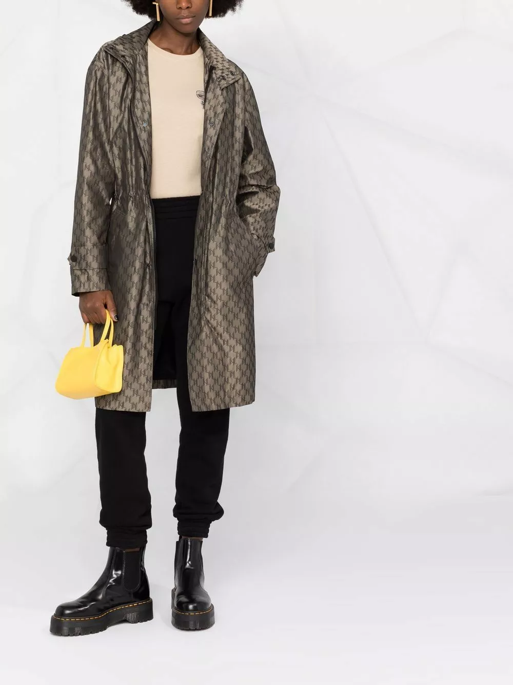 Karl Lagerfeld monogram hooded coat