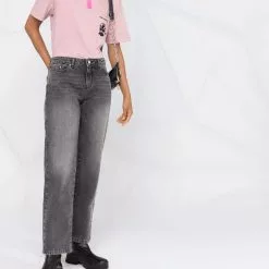 Karl Lagerfeld embellished logo straight leg jeans