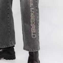 Karl Lagerfeld embellished logo straight leg jeans
