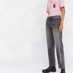 Karl Lagerfeld embellished logo straight leg jeans