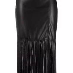 Karl Lagerfeld fringed vegan leather skirt