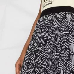 Karl Lagerfeld monogram pleated skirt