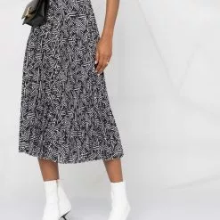 Karl Lagerfeld monogram pleated skirt