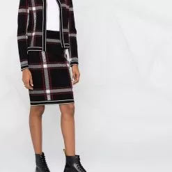 Karl Lagerfeld knitted check pencil skirt