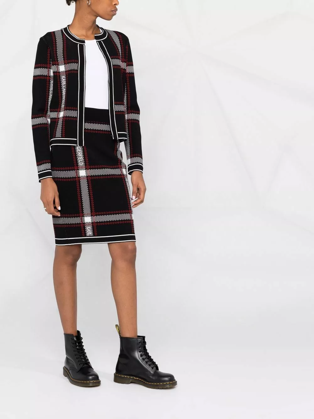 Karl Lagerfeld knitted check pencil skirt