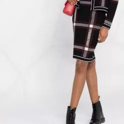 Karl Lagerfeld knitted check pencil skirt