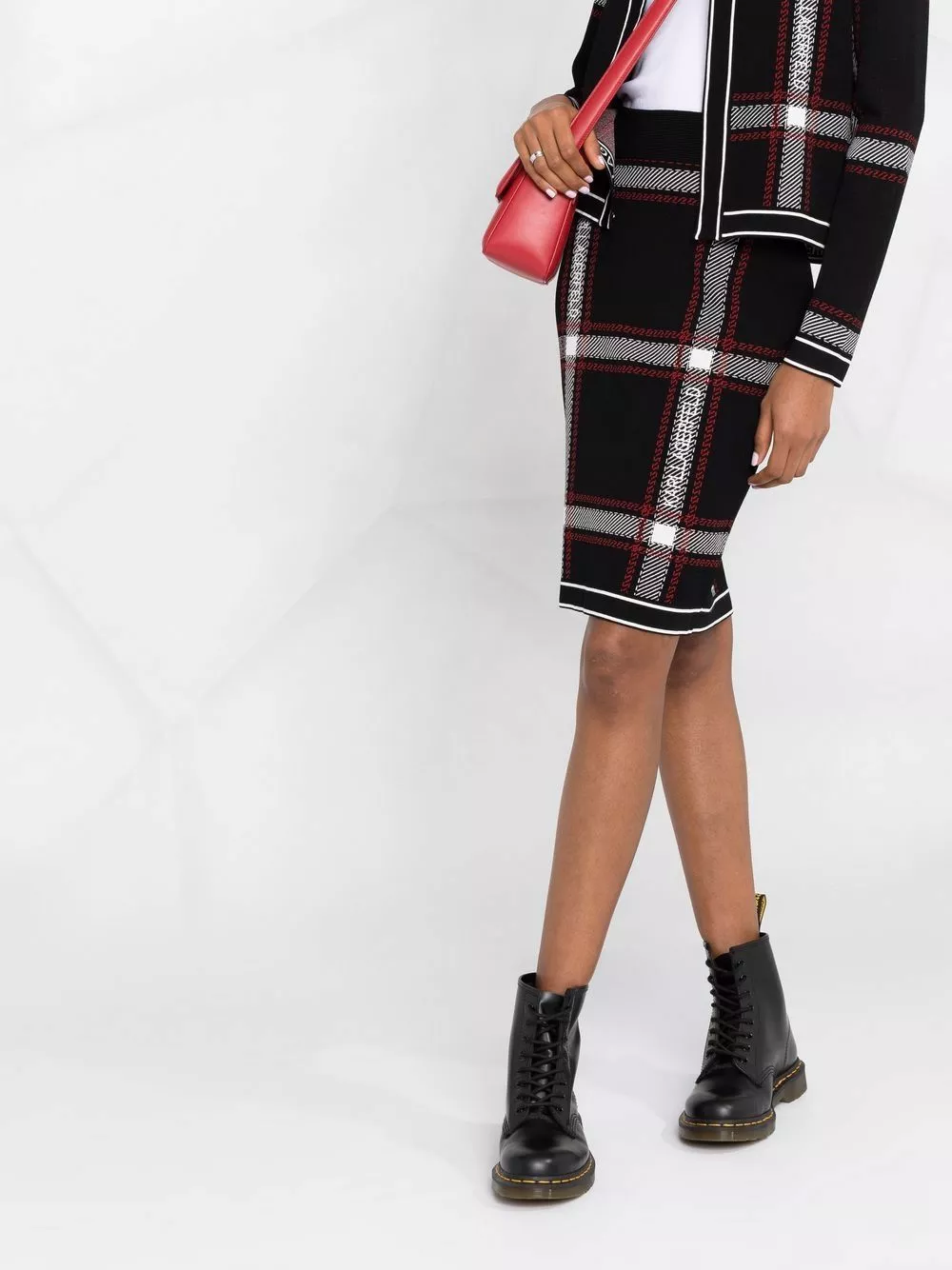 Karl Lagerfeld knitted check pencil skirt