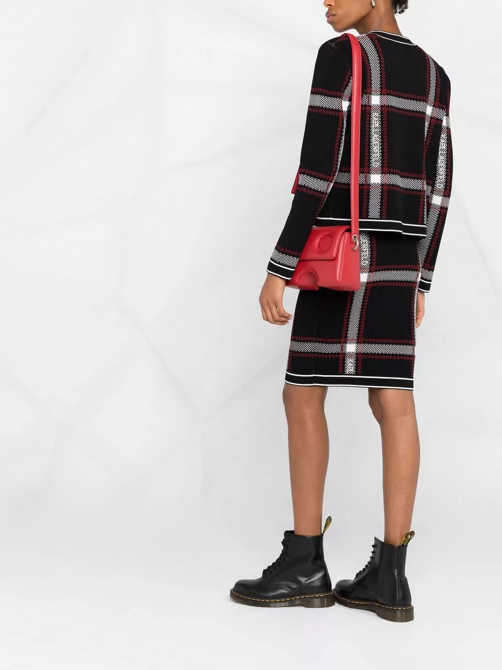 Karl Lagerfeld knitted check pencil skirt