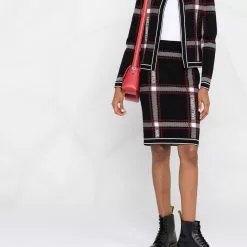 Karl Lagerfeld knitted check pencil skirt