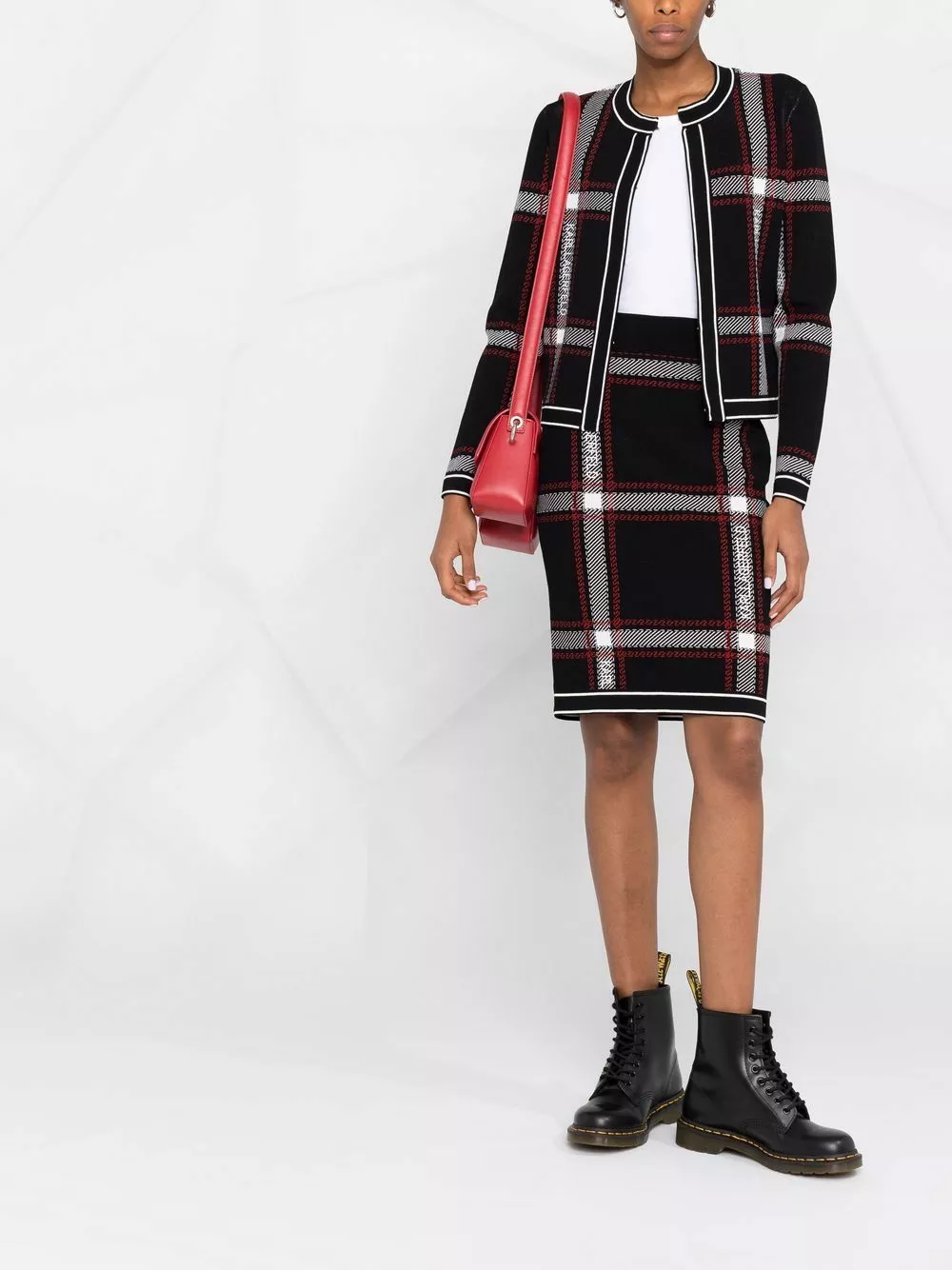 Karl Lagerfeld knitted check pencil skirt