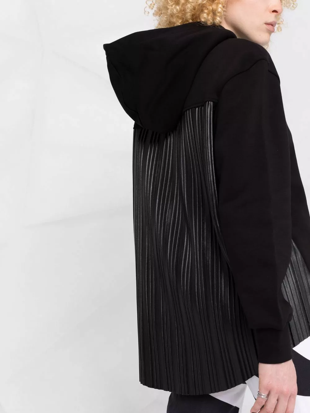 Karl Lagerfeld pleated leather hoodie
