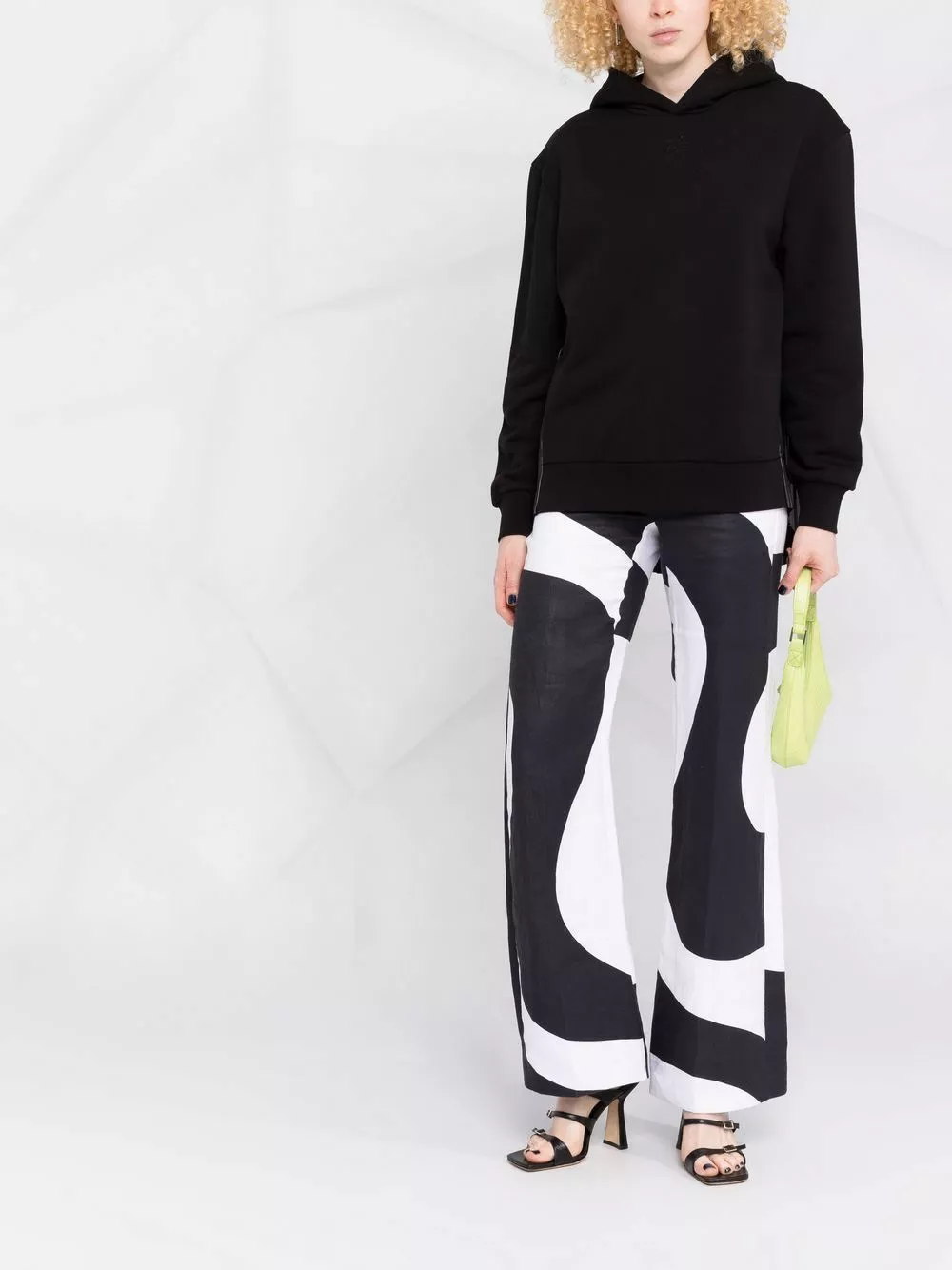 Karl Lagerfeld pleated leather hoodie