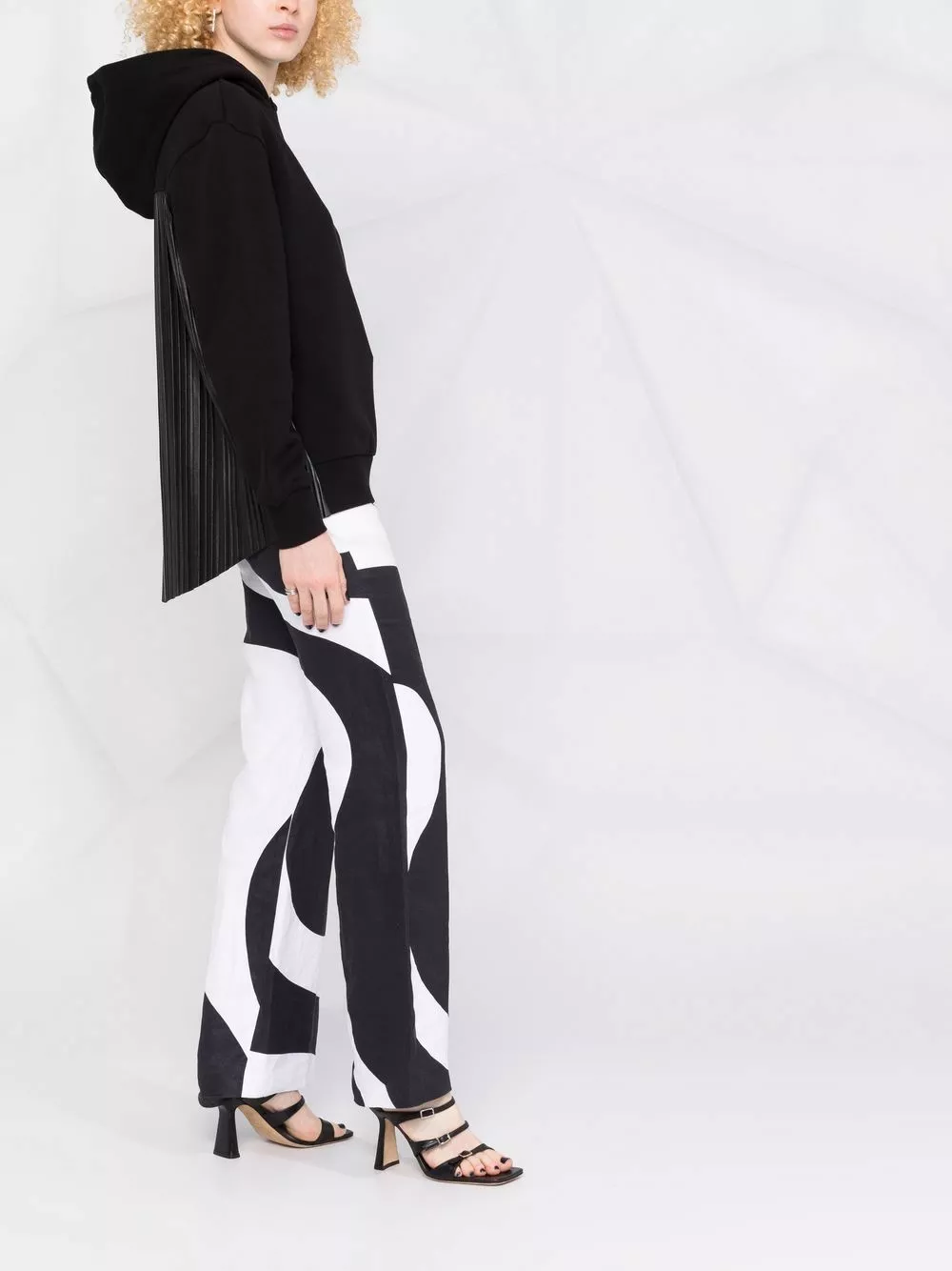 Karl Lagerfeld pleated leather hoodie