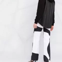 Karl Lagerfeld pleated leather hoodie