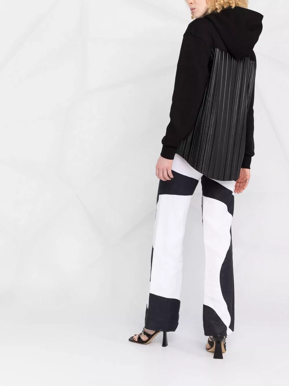 Karl Lagerfeld pleated leather hoodie