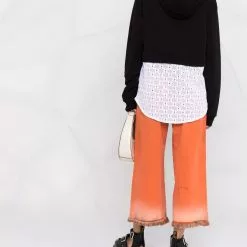 Karl Lagerfeld monogram lace-panel hooded sweatshirt