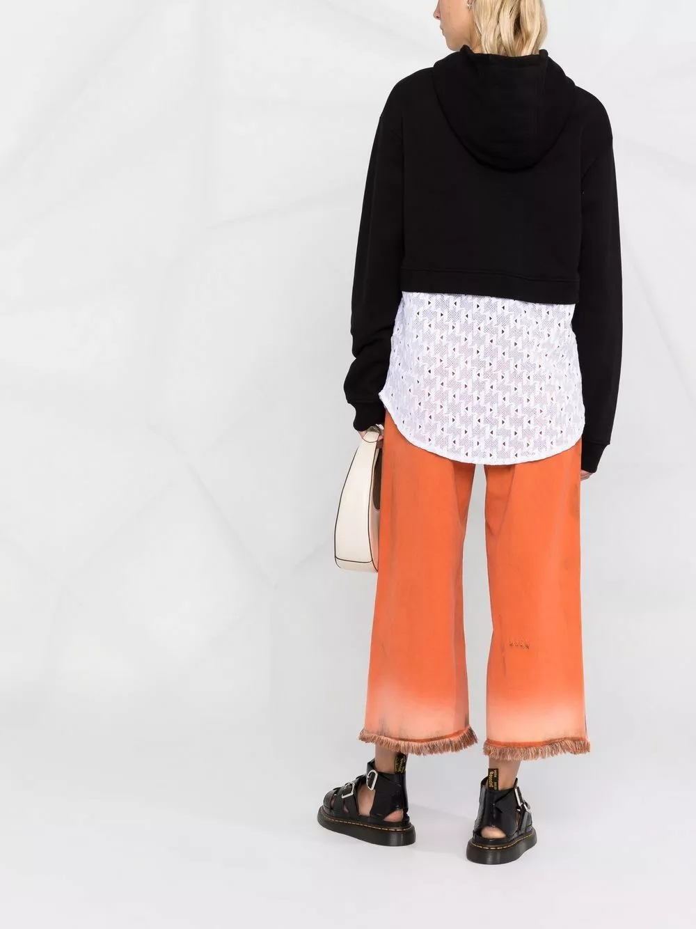 Karl Lagerfeld monogram lace-panel hooded sweatshirt