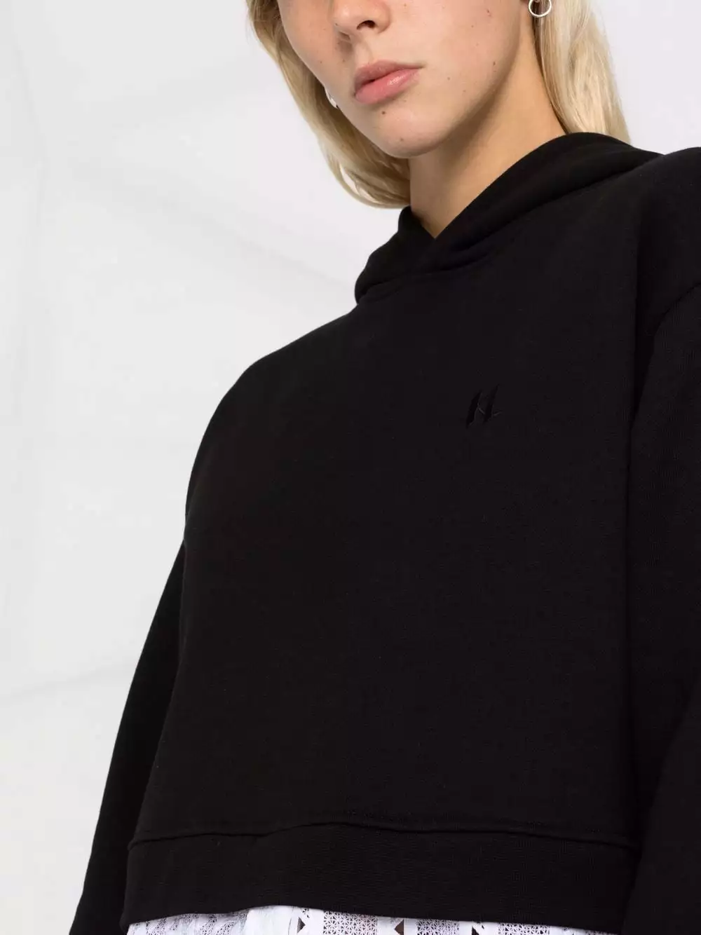 Karl Lagerfeld monogram lace-panel hooded sweatshirt