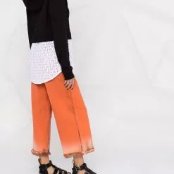 Karl Lagerfeld monogram lace-panel hooded sweatshirt