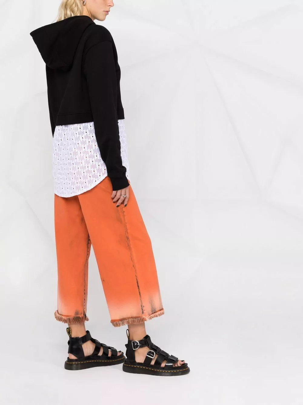 Karl Lagerfeld monogram lace-panel hooded sweatshirt