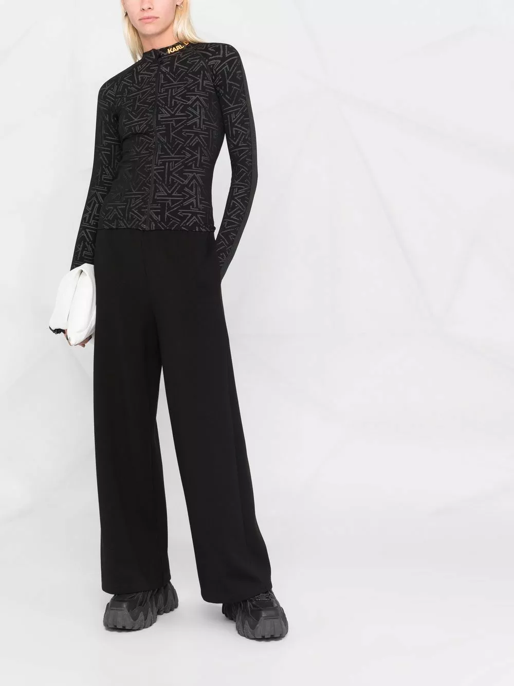 Karl Lagerfeld athleisure technical zip-up top