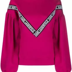 Karl Lagerfeld logo-tape balloon-sleeve sweatshirt