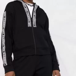 Karl Lagerfeld logo-tape zipped hoodie
