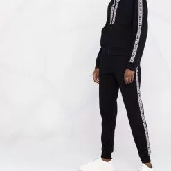 Karl Lagerfeld logo-tape zipped hoodie