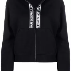 Karl Lagerfeld logo-tape zipped hoodie