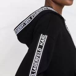 Karl Lagerfeld logo-tape zipped hoodie