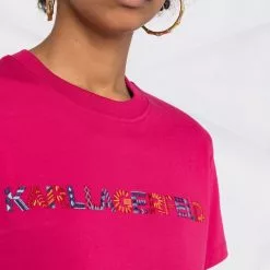 Karl Lagerfeld organic embroidered logo T-shirt
