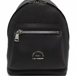 Karl Lagerfeld logo-print leather backpack