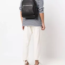 Karl Lagerfeld logo-print leather backpack