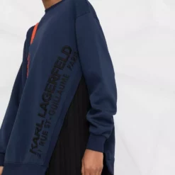 Karl Lagerfeld pleated mixed-fabric dress