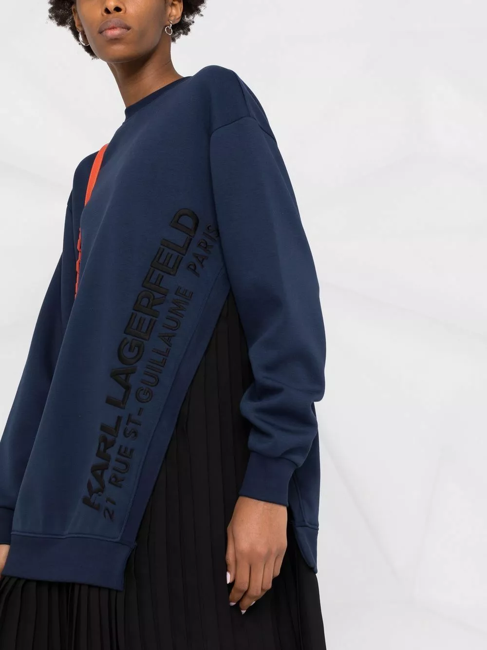 Karl Lagerfeld pleated mixed-fabric dress