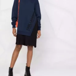 Karl Lagerfeld pleated mixed-fabric dress