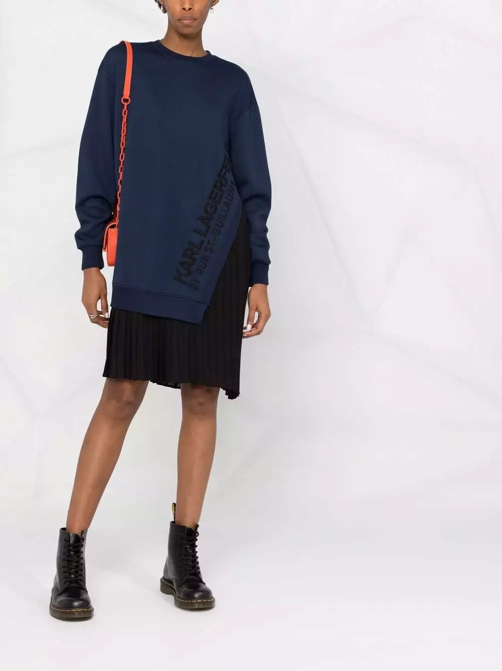 Karl Lagerfeld pleated mixed-fabric dress