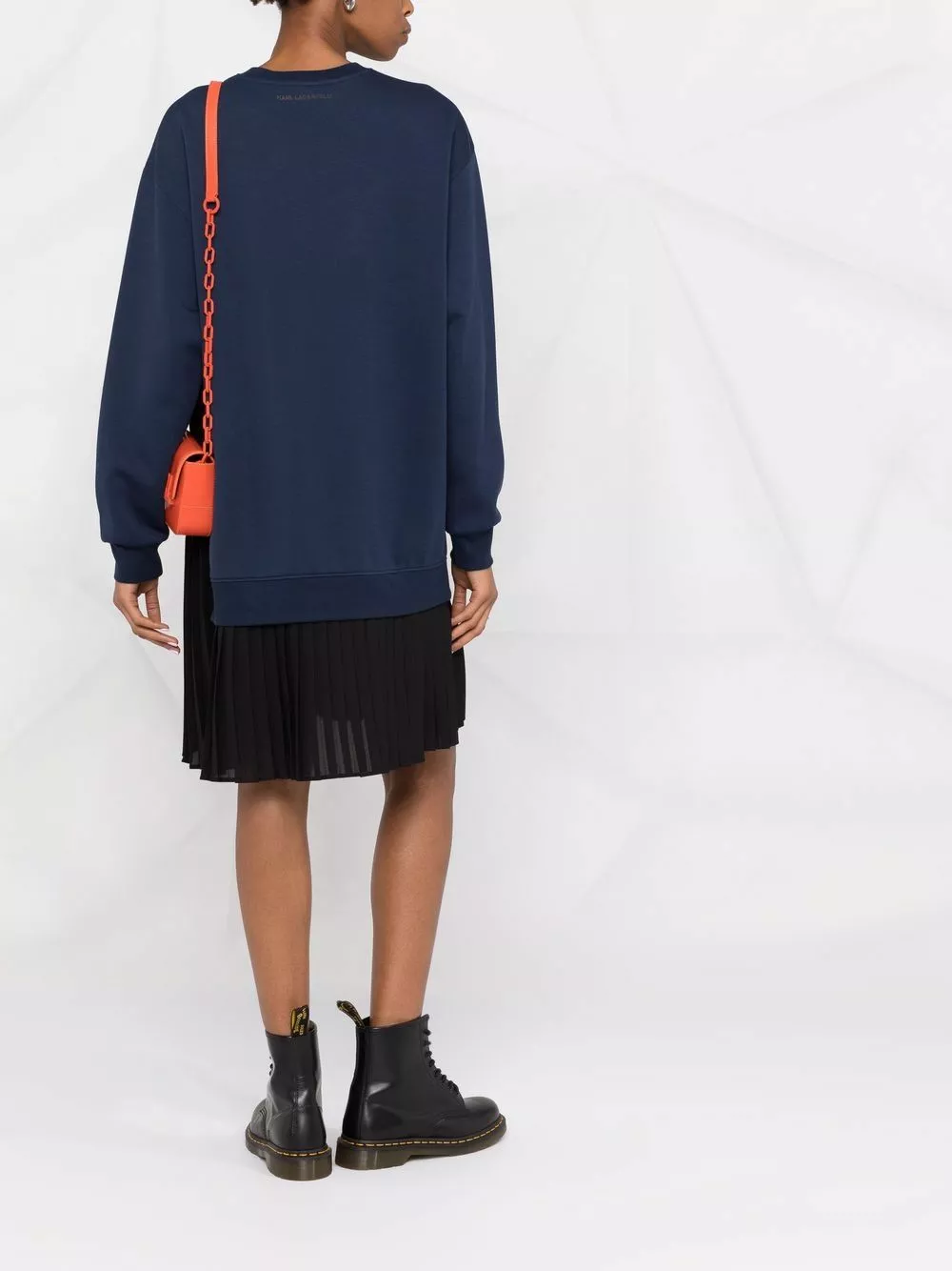 Karl Lagerfeld pleated mixed-fabric dress