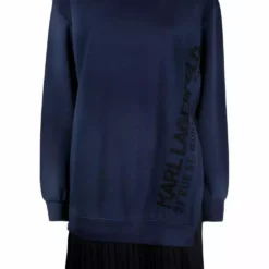 Karl Lagerfeld pleated mixed-fabric dress