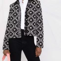 Karl Lagerfeld diamond boucle fitted jacket