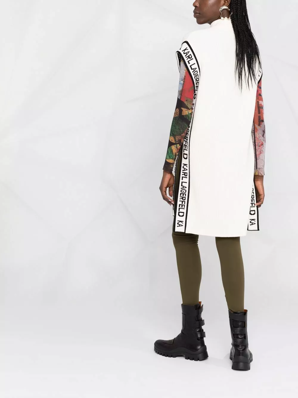 Karl Lagerfeld logo stripe edge poncho