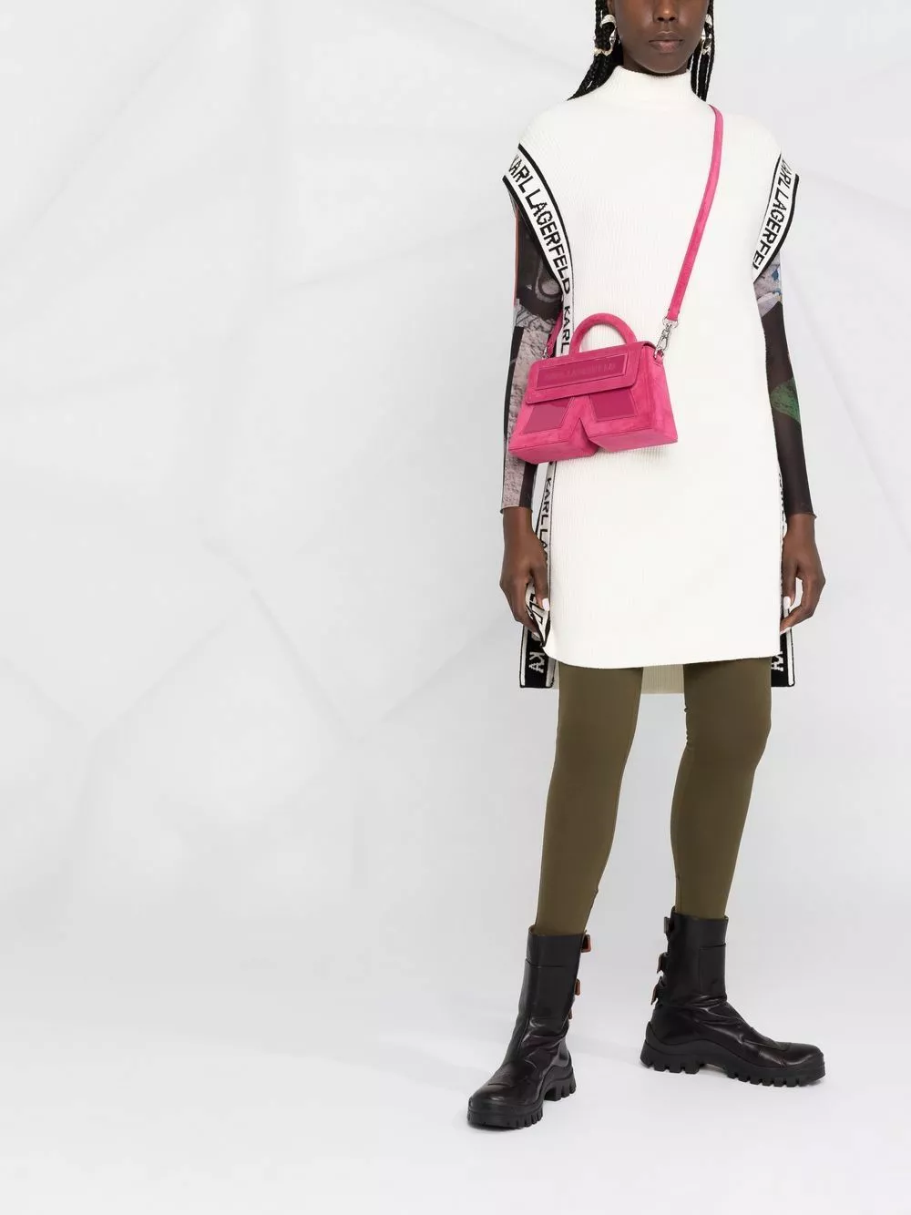 Karl Lagerfeld logo stripe edge poncho