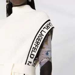 Karl Lagerfeld logo stripe edge poncho