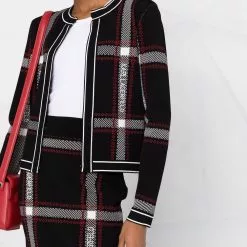 Karl Lagerfeld check-pattern knit cardigan